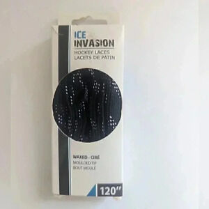 Brand New Ice Invasion 120" Black Hockey Skate Laces